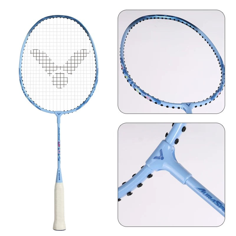 Victor AuraSpeed 1JR Blue Junior Badminton Racquet (Strung)