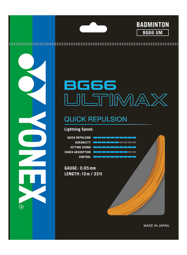 Yonex BG66 Ultimax Badminton Racquet String Orange 10m/per Pack