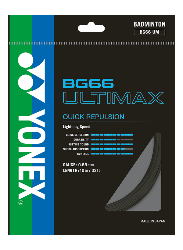 Yonex BG66 Ultimax Badminton Racquet String Black 10m/per Pack