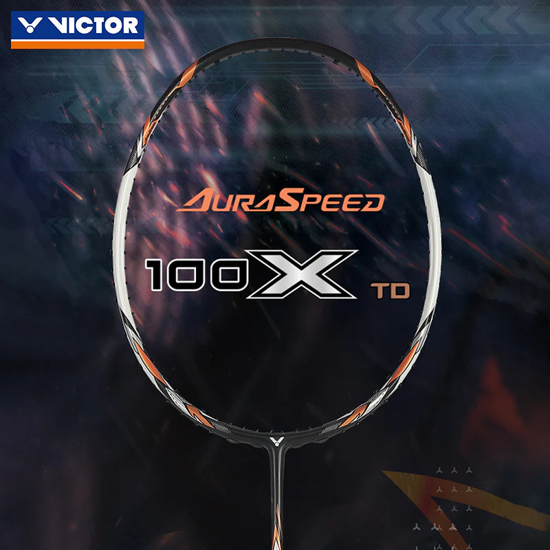 Victor AuraSpeed 100X TD 4U/G5 83gram Black/Orange Badminton Racquet (Frame)