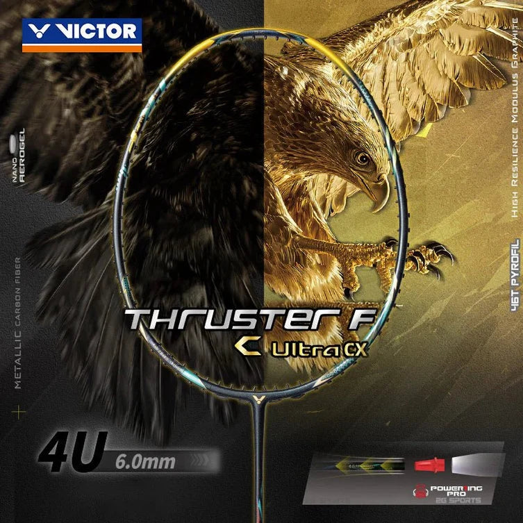 Victor Thruster F C Ultra CX 4U/G5 83gram Black/Gold Badminton Racquet (Frame)
