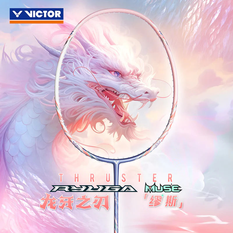 Victor Thruster Ryuga Muse 5U/G6 78gram Pink Glow Badminton Racquet (Frame)