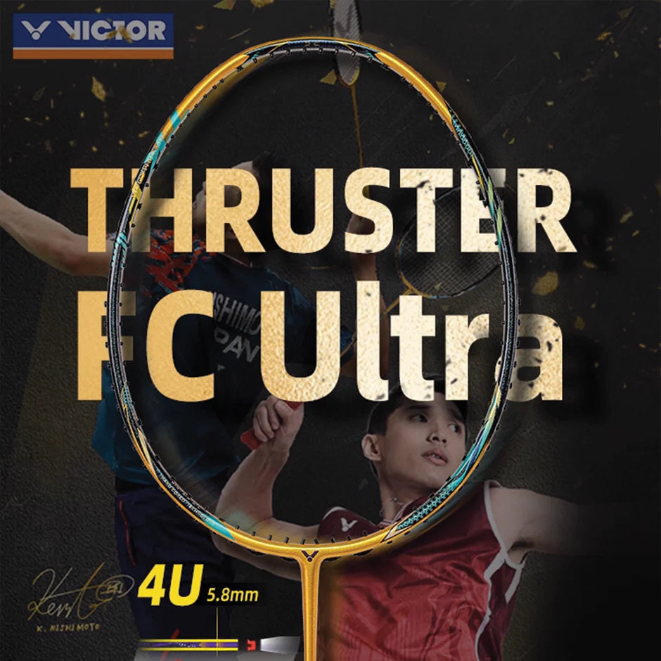 Destroyed Victor Racket Victor Thruster F C Ultra 4U/G5 83gram Fortuna Gold Badminton Racquet ...